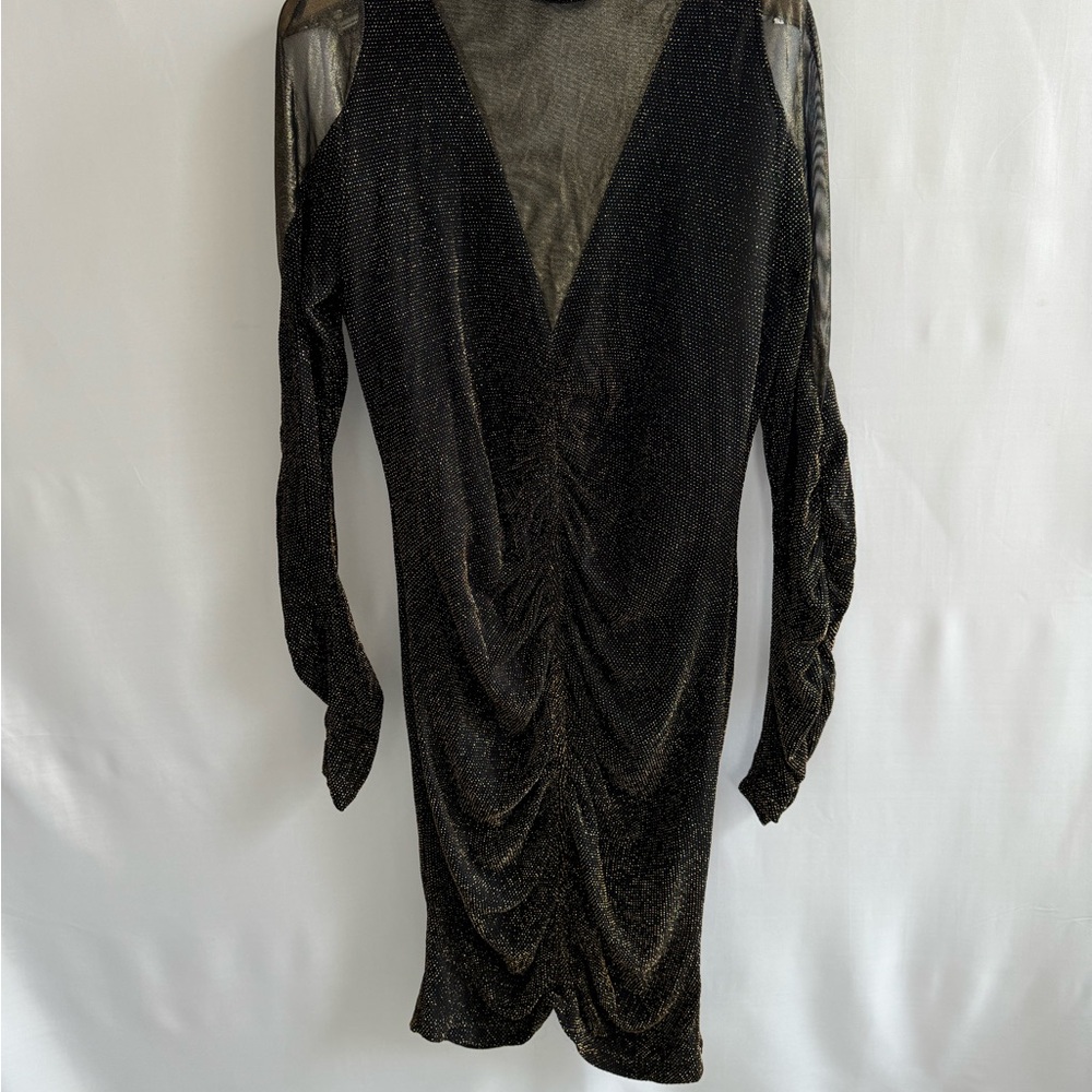 Elegant Black Sheer Sleeve Dress
